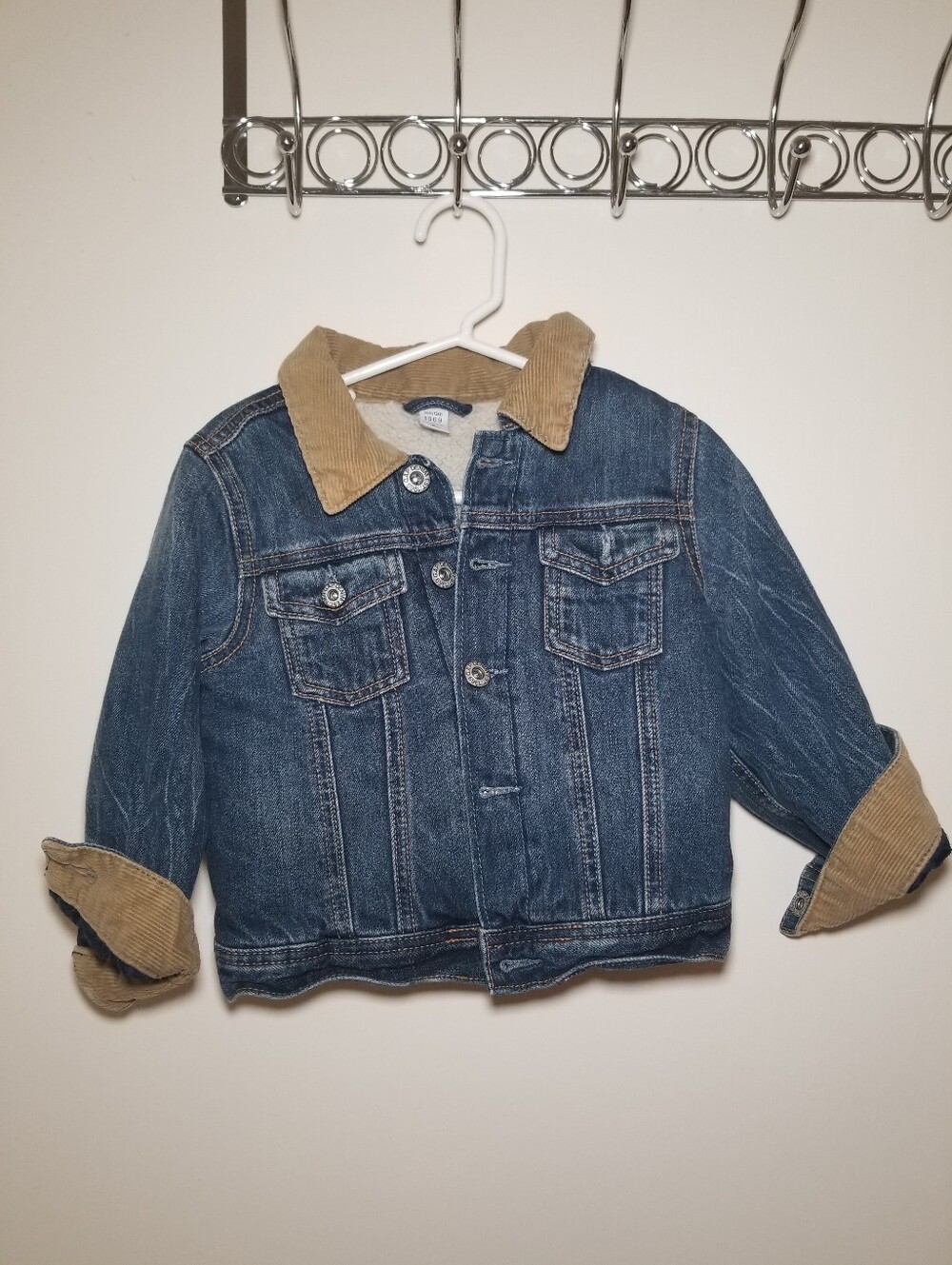 Kids Baby GAP Denim Jacket with Corduroy Collar - Blue and Tan